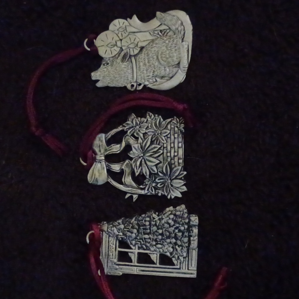 Vintage Pewter Christmas Ornaments